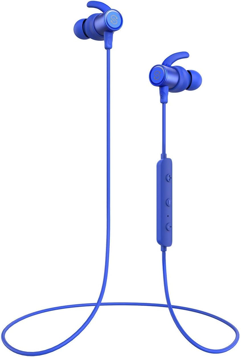 SoundPEATS Bluetooth Earphones, Wireless 4.1 Magnetic Earphones, in-Ear IPX6 Sweatproof Headphones with Mic (Superior Sound with Upgraded Drivers, APTX, 8 Hours Working Time, Secure Fit Design)-Blue