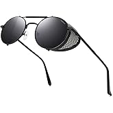 ANDOILT Steampunk Style Round Sunglasses for Men Women Vintage Retro Eyewear Matel Frame UV400 Protection
