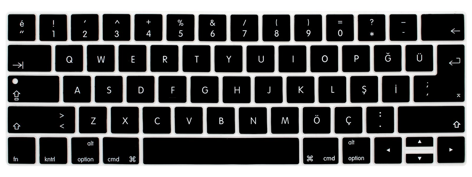 MMDW Turkish Language Silicone Keyboard Cover for MacBook Pro 13 15 inch 2019 2018 2017 2016 with Touch Bar&Touch ID Model:A2159 A1989 A1706/A1990 A1707,USA and European Version
