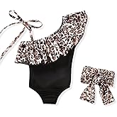 Toddler Baby Girls Ruffles Bikini One Piece Swimsuits Floral Off Shoulder Swimwear Beach Bathing Suit