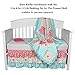 Gia Aqua Blue and Coral Pink Floral and Geometric Prints Layered Crib Dust Ruffle
