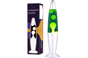 QQP 13 Inches Liquid Motion Lamp for Adults Kids Boys Girls,Yellow Wax in Blue Liquid,Green Magma Night Light Decor for Bedroom,Living Room,Office,Sliver Base