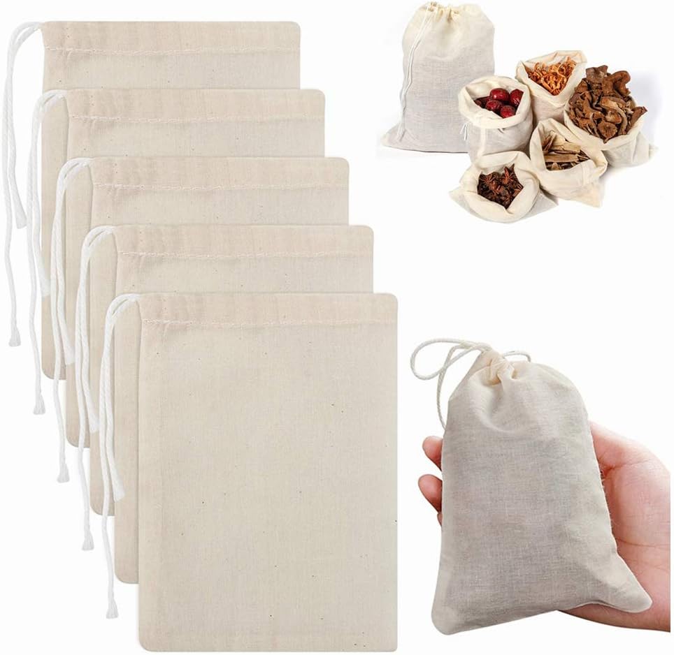 12pack Reusable Natural Cotton Soup Bags Drawstring Cheesecloth Bags Spice Bags For Cooking Coffee Tea Crafts Soap Nuts Gift Bag 4x6 Inches Amazon Ca Home Kitchen