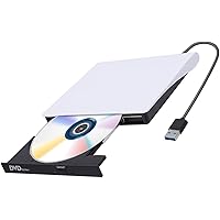 External CD/DVD Drive, USB 3.0 Portable Optical Slim CD/DVD Burner Player RW Drive Compatible with Desktop PC Windows XP…
