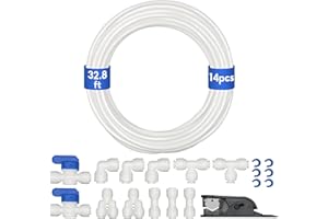 Water Line Kit, Lifevant 1/4” O.D. Water Tubing 32.8FT for R.O. System and ice Maker with 12-PCS Quick Connect and Tubing Cutter