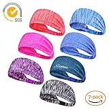 Sport Headband，Athletic Headband，Yoga Headbands, Sport Fitness Sweatband GYM NON Slip Wicking Stretchy Lightweight Crossfit Workout Running football Cycling Hiking Facial Men Women Unisex 7 Pieces