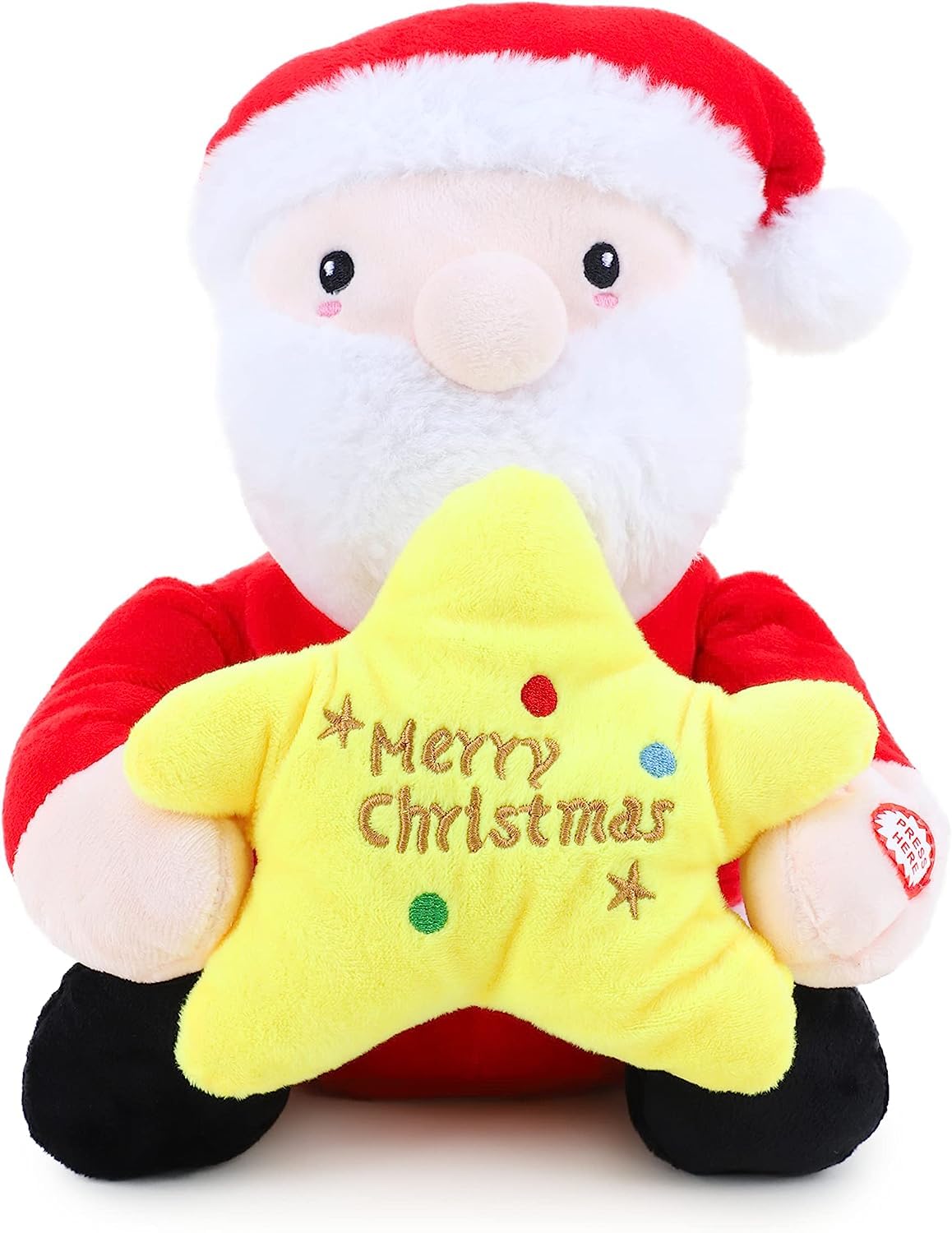 Toyland® Peekaboo Plush Soft Toy - Animated Singing Toy With Peekaboo Feature - New Baby/Christening (SANTA)