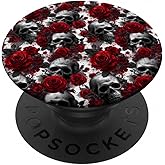 Gothic Roses Skulls Garden Flower Pattern PopSockets Adhesive PopGrip