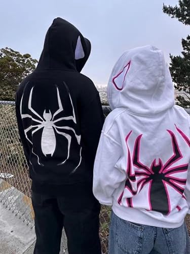 ZENMANCHEN Y2k Hoodie Men Spider Full Zip Hoodie Jacket Hip Hop