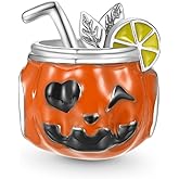 GNOCE Halloween Pumpkin Drink Charms for Bracelet 925 Sterling Silver Bead Charms for Bracelet/Necklace Jewelry Gift For Women Mother's Day
