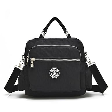 GuiShi GuiShi(TM) Women Fashion Satchel Tote Shoulder Handbag Waterproof Top Handle Multi-function Nylon Travel Bag (Black)