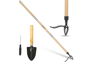 ZONMTREO Weed Puller Tool，Stand Up Weed Puller Tool，Weeding Artifact Uprooting Equipped with a shovel，Easily Remove Weeds Effortlessly Without The Need to Tug, Bend, Or Flex，Garden weeding tools.(Beech wood)1