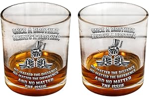 Once A Brother, Always A Brother, No Matter The Distance - Personalized Whiskey Glass Custom Engraved Bourbon Rock Cup Meanin