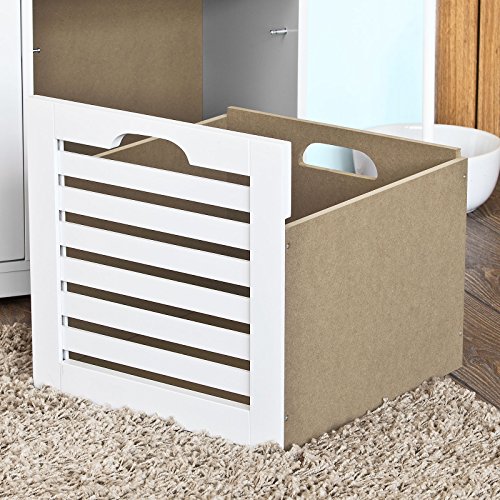 Haotian FSR23W, White Storage Bench with 3 Drawers & Padded Seat