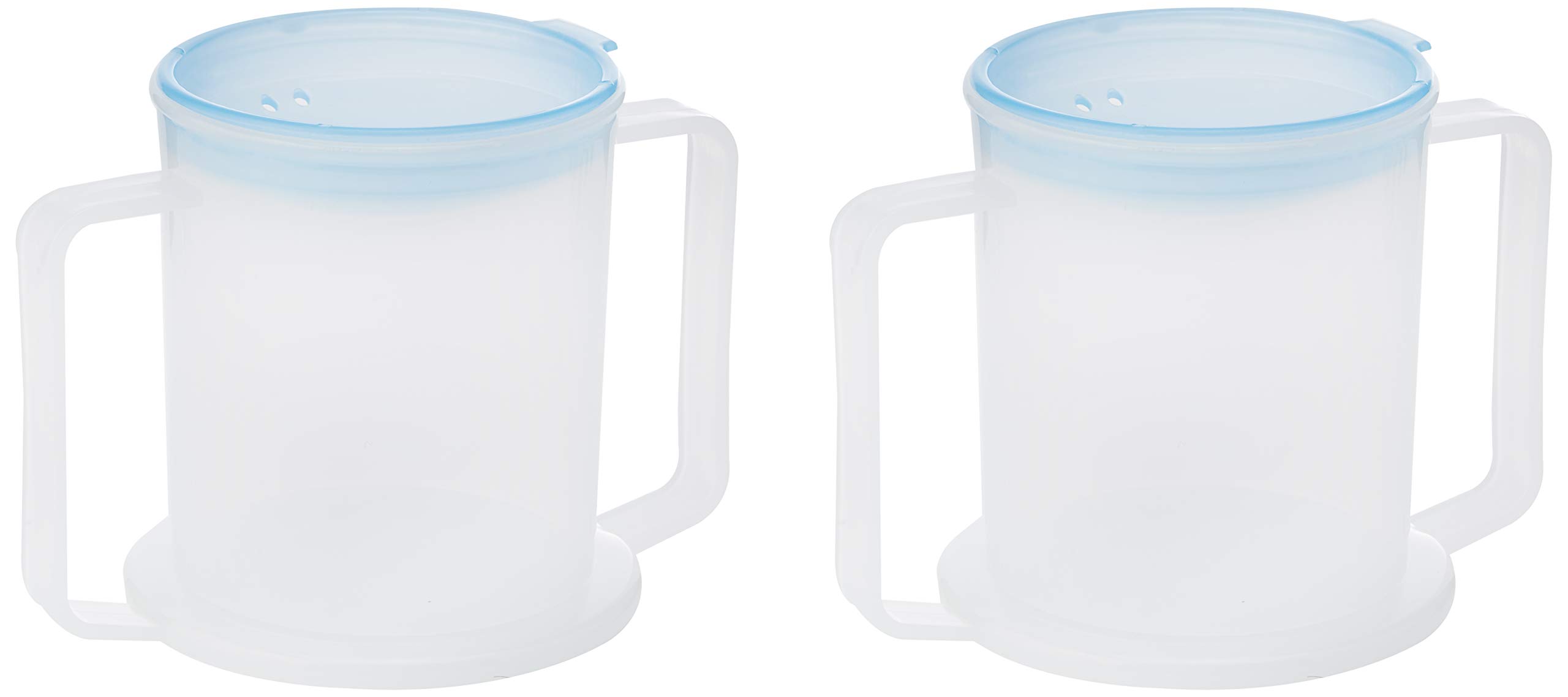 TWIN PACK MEDISURE ANTI-SPLASH ELDERLY OAP DURABLE REUSEABLE WIDE BASE LARGE HANDLES 300ML ADULT DRINKING CUP MUG