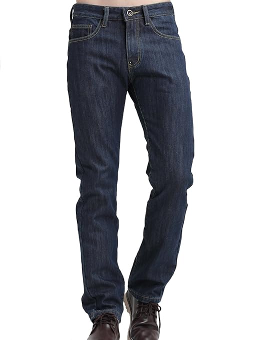 SSLR Herren Straight Fit Flanell Gefüttert Jeans
