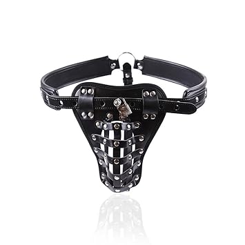 Herren Briefs Wetlook Kunstleder String Unterwäsche Mit der Keuschheit-Gürtel mit Schlüssel und Lock