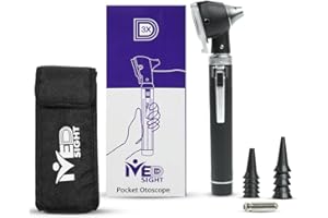 MeddSight Otoscope - Ear Scope Otoscope with Light- Portable Ear Infection, Wax Detector- Ear Otoscope for Doctors, Nurses, & Students-(Black Color)