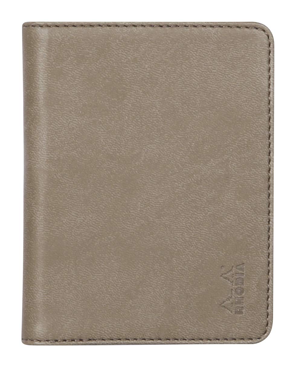RHODIA 211002C - Rhodiarama No. 11 Taupe Clipboard and Document Holder Booklet - for Notepads or A7 Size Notebooks (7.4 x 10.5 cm) - Premium Italian Faux Leather - Rhodiarama Collection