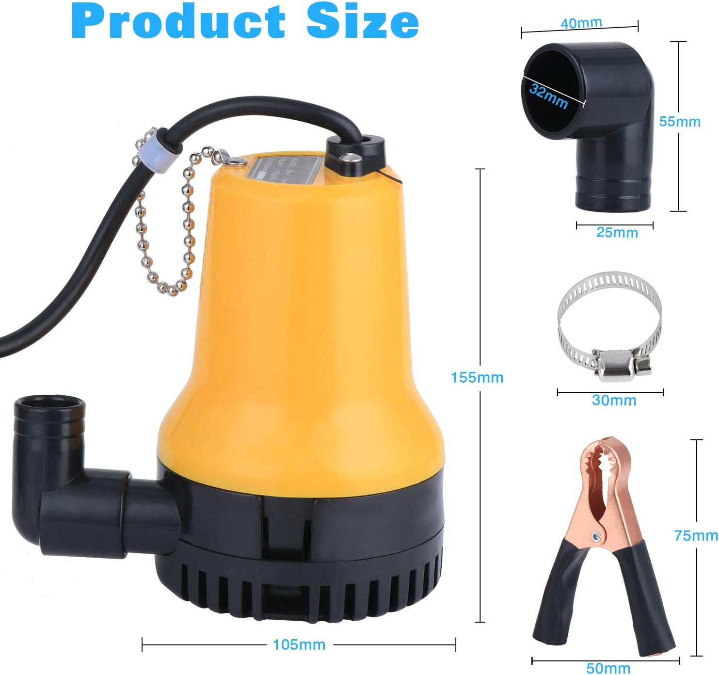 Dc 12V Submersible Water Pump Camper Motorhome High Flow Whale Pump 1500L/H 5M