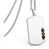 KRFITYA Dog Tag Pendant Necklace for Men in Carbon Fiber 316L Stainless Steel with Steel Box Chain 20+8" Jewelry Gift for Men