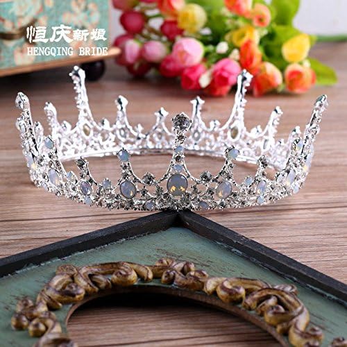 Vintage Crown Large round bridal Crown Bridal Jewelry boutique headdress handmade crystal wedding ornaments , silver base protein system
