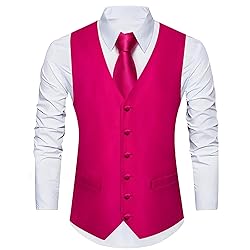Barry.Wang Hot Pink Mens Suit Vest Paisley/Flower