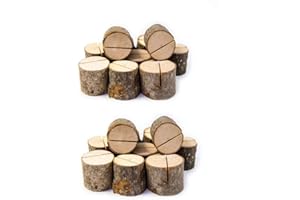 SENOVER Rustic Wood Table Numbers Holder Wood Place Card Holder Party Wedding Table Name Card Holder Memo Note Card (20pcs)