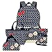Moonwind Polka Dot 3pcs Kids Book Bag School Backpack Handbag Purse Girls Teen (Navy 4Pcs Polka Dots)