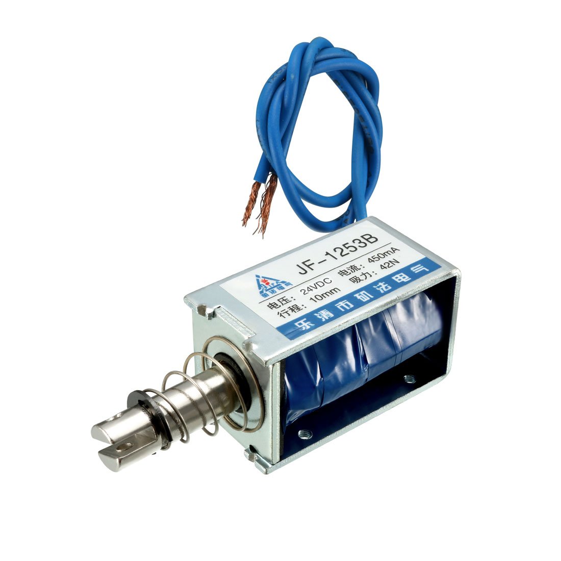 sourcingmap Linear Motion Solenoid Electromagnet DC24V 450mA 9.6W 42N 10mm Stroke Pull Push Type JF-1253B