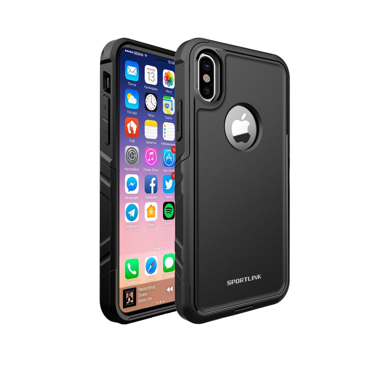 For iPhone X Case / iPhone 10 Case, Sportlink Dual Layer Hybrid Flexible TPU and Hard PC Double Protection Slip-Proof Drop-proof Anti-scratch Cover for Apple iPhone X 2017 (Black)