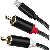 Lightning to RCA Cable Audio Aux Adapter, Stereo Y Splitter Adapter for Select iPhone, iPad and iPod Models for Power Amplifi