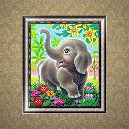 Chige DIY 5D Diamond Painting Kit, Cross Stitch Craft Kits Rhinestone Embroidery Wall Stickers Pasted Picture Drawing for Living Room Craft Home Wall Decor (Elephant)