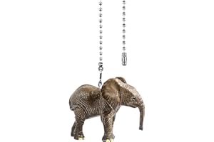 Dotlite Elephants Ceiling Fan Pull Chain,12in Safari Animal Fan String Pulls Charm Extension Decorative,3mm Diameter Beaded Fan Light Pull Chains Extender Ornaments with Connector for Kids Room