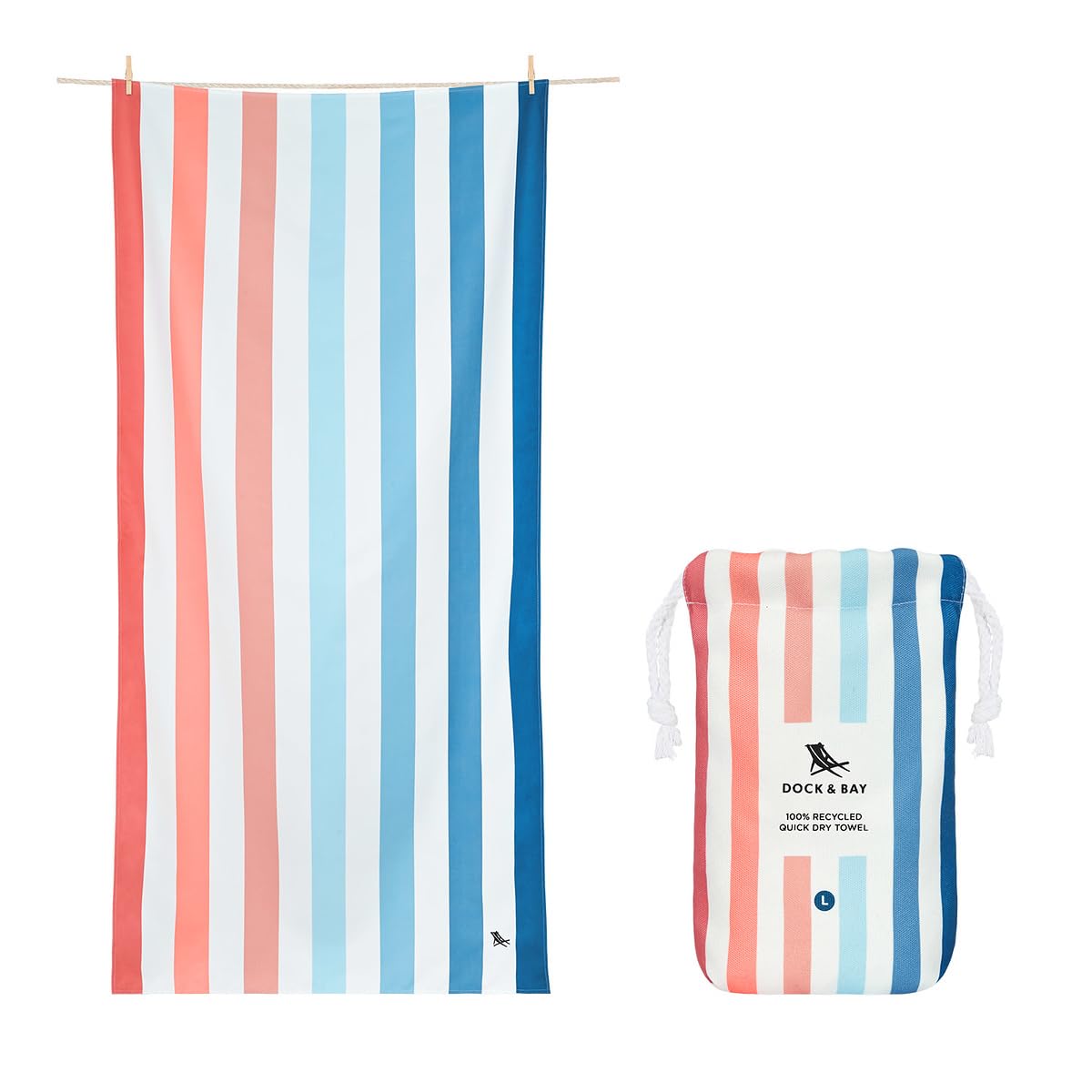 Dock & Bay Kid's Towel - For Beach Use - Quick Dry, Sand Free - Compact, Lightweight - 100% Recycled - Includes Bag - Summer - Sand to Sea, Large (160x90cm, 63x35)