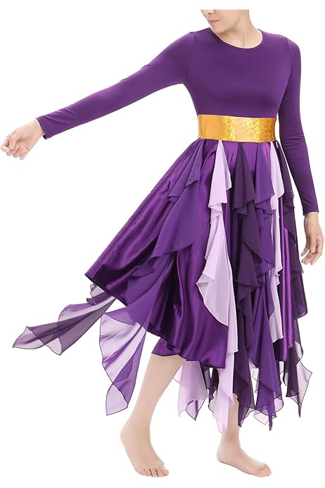 Women's Gold Metallic Praise Dance Dress - Sleeveless Asymmetrical Tunic For Liturgical & Lyrical Performance