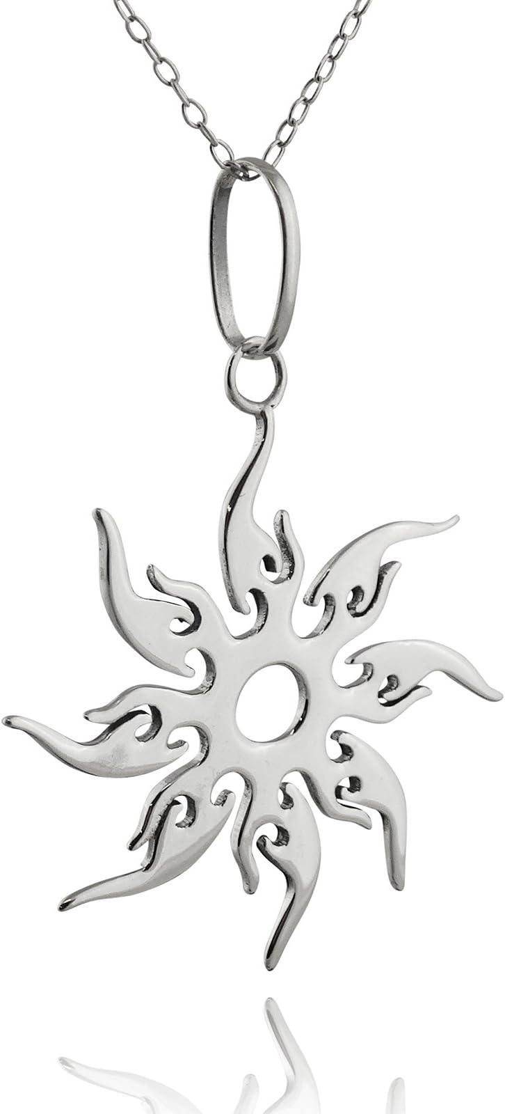 FashionJunkie4Life Sterling Silver Sun Rays Pendant Necklace, 18" Chain