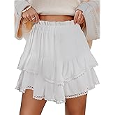 COPYLEAF Ruffle Skorts for Woman Boho Tiered Flowy Short Skirt High Waist Mini Skirts Casual Summer Beach Outfits