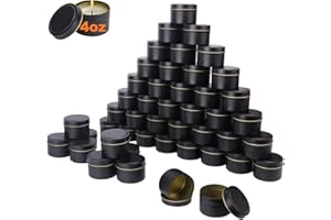 Biugaaufai 72 Pack 4 oz Black Metal Candle Tins with Lids, Round Bulk Metal Candle Jar, Matte Finish, Round 4 oz Candle Tins for DIY Candle Making and Storage