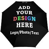 TUSANEII Custom Umbrellas with Logo Photo Text, Personalized Folding Portable Windproof Umbrella for Rain Sun Funny Graduate Congratulation Travel Gifts