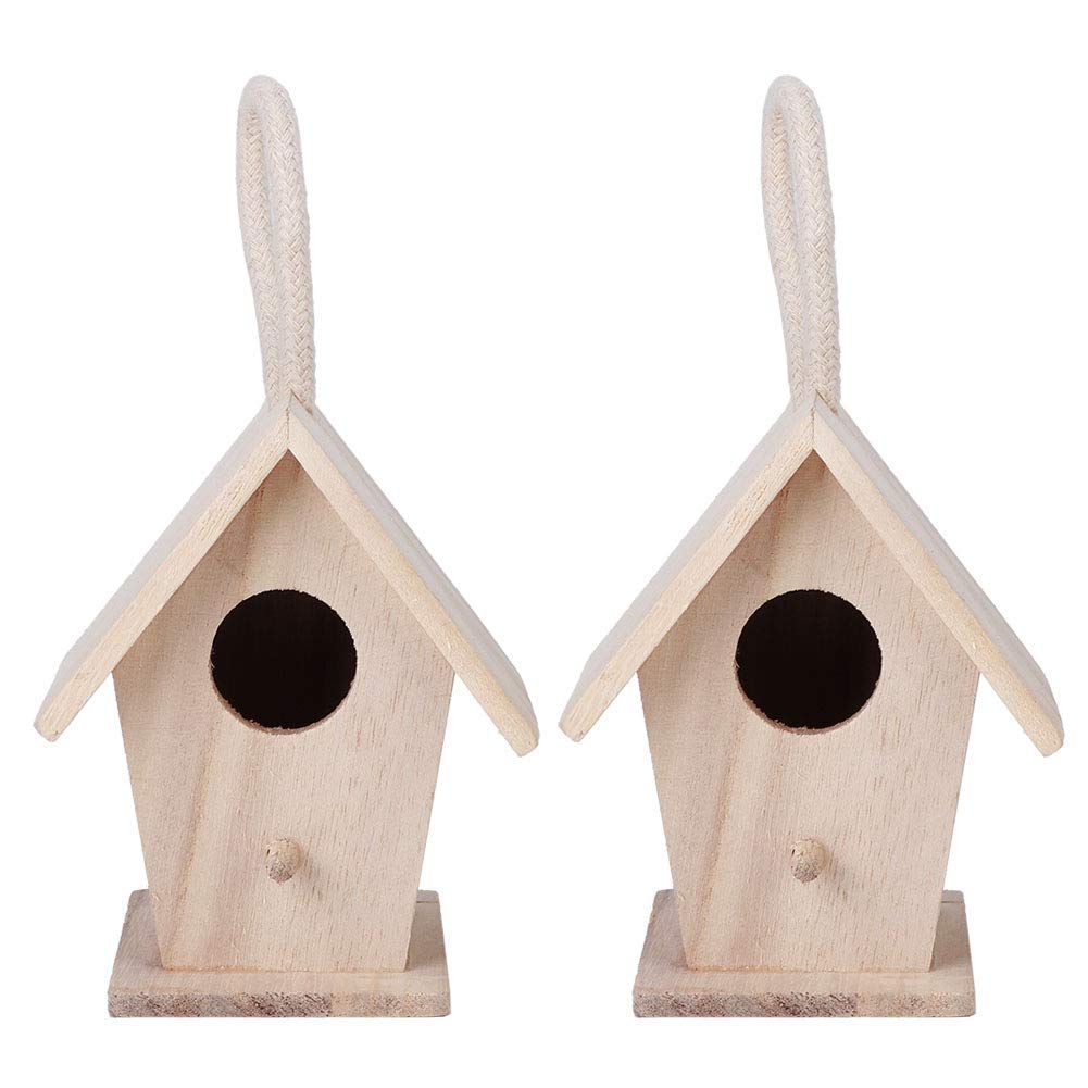 Hanging Birdhouse, 2PCS Wooden Bird House Hanging Nesting Box for Outdoor Garden Patio Decorative Accessories