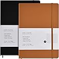 2 Pack B5 Journal Notebooks Classic College Ruled Notebooks Hardcover Lined Journals for Office Home School Business Writing Note Taking, 10.2 x 7.5 inch, 100GSM Thick Paper, 160 Pages (Black/Brown)