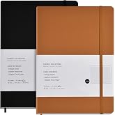 2 Pack B5 Journal Notebooks Classic College Ruled Notebooks Hardcover Lined Journals for Office Home School Business Writing Note Taking, 10.2 x 7.5 inch, 100GSM Thick Paper, 160 Pages (Black/Brown)