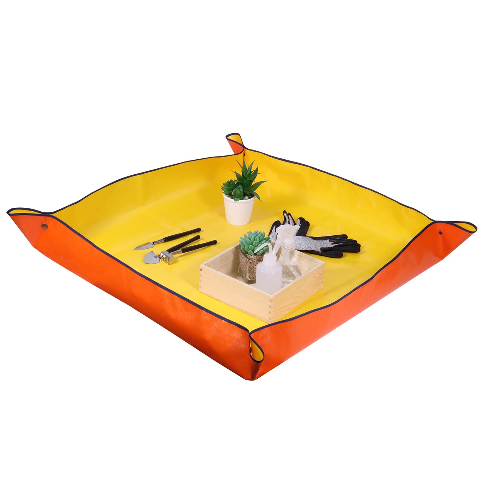 Nwvuop 100cm x 100cm Plant Repotting Mat Waterproof Planting Operation Mat Thicken Indoor Transplanting Planting Tarp Mat Green, Yellow