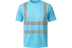 HYCOPROT Hi Vis Safety Shirts High Visibility Short Sleeve T Shirt Lightweight Moisture Wicking Work Top with Reflective Tape