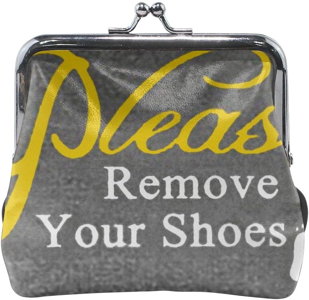 PecoStar Coin Purse Please Remove Your Shoes PU Leather Coin Pouch Purse Gift Jewelry Cards Trinkets Pouch Clasp Closure Wallet