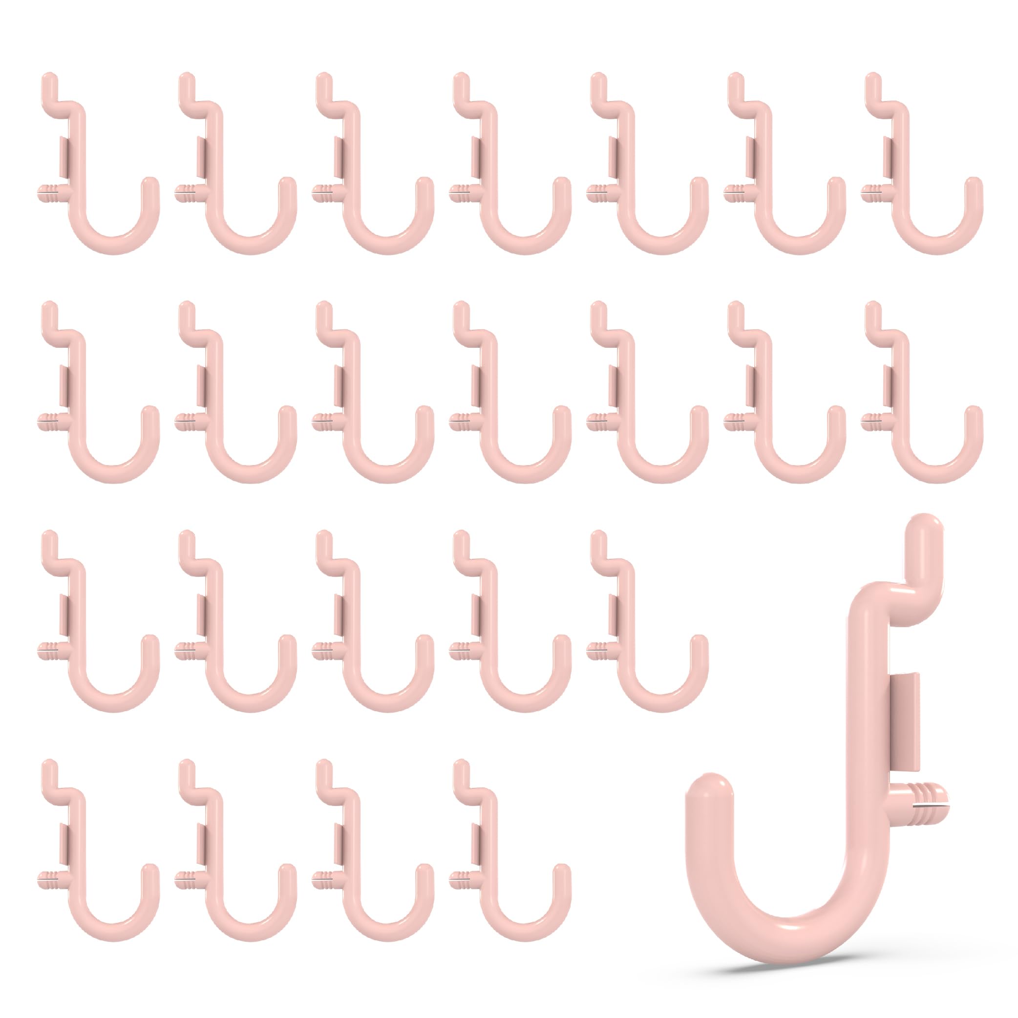 Photo 1 of HUHOLE Pegboard Plastic Hooks, Pink, Designed for 1/4" Metal Pegboard Panel, 100PC