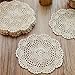 king do way 12Pcs Hand Crocheted Doilies,Beige 8'' Round Floral Crochet Lace Flower Doily French Country Placemat crocheted doilies