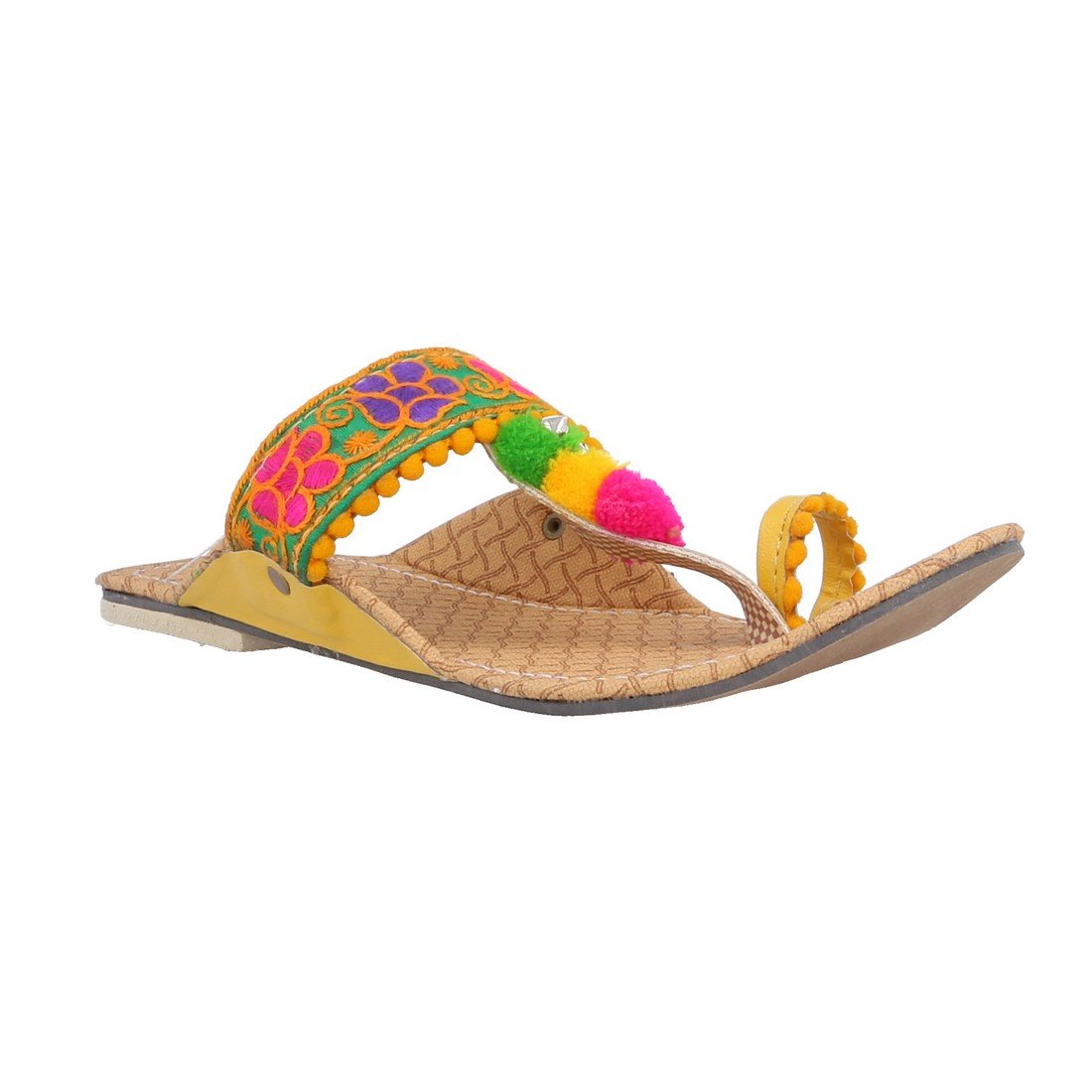rajasthani-fashion women girl's party office ethnic yellow kolhapuri chappal sandals