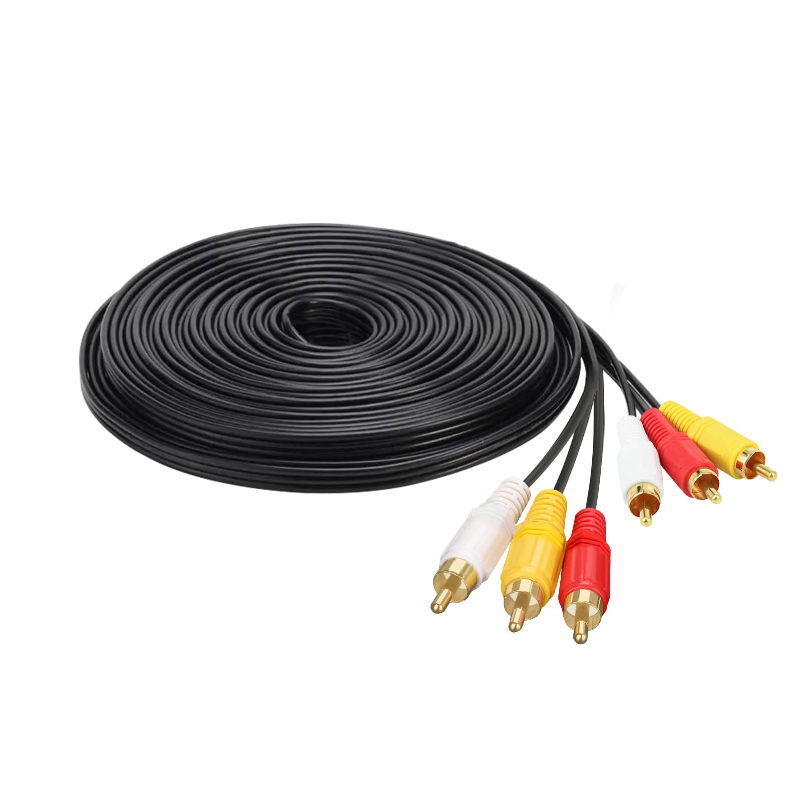 DR. WATCH Premium 3 RCA/Phono Male Plug to 3 RCA/Phono Male Plug Cable RCA Audio Video AV TV Cable Lead - Connection for Enhanced Audio and Video Experience (15 M [49.21 ft])